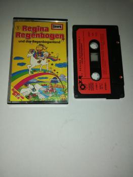 Regina Regenbogen Folge 1 und das Regenbogenland 5-fach Schwarz geschraubt Schwarz mit Roten Aufkleber 31 692-7 Sonocord(Seite 1 der MC beschrieben)